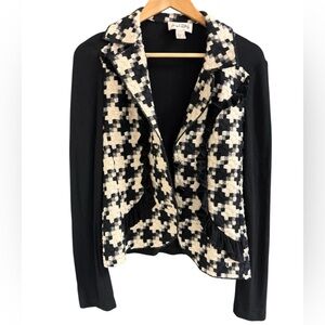 Joseph Ribkoff size 8 houndstooth sweater/blazer EUC sleeves sweater body blazer